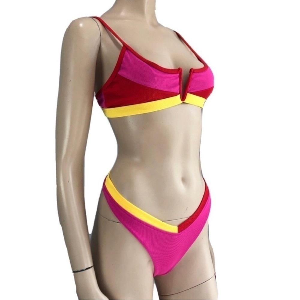 Vibrant Pink and Yellow Bikini for Swim